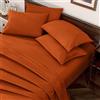 Horbaunal Set di lenzuola per letto queen size, 6 pezzi, lussuose lenzuola e federe 1800 fili, con tasca profonda 40 cm, in microfibra, morbide e increspate, colore: arancione bruciato