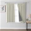 Joydeco 100% tende oscuranti in lino con nastro arricciato, set da 2 pezzi, altezza 137 x 117 cm, beige chiaro, protezione dal freddo, oscurante, protezione acustica, ideale per il soggiorno