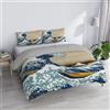 Italian Bed Linen Parure Copripiumino Matrimoniale "Sogni d'Autore" 100% cotone, Made in Italy, 250×200 cm con Doppia Patella 50 cm + 2 Federe 50×80 cm con Patella Interna, Stampa Digitale - SD51