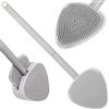 PARENCE - Spazzola per WC in silicone con supporto a parete - design compatto, igienico e antibatterico - spazzola flessibile + portaadesivi - grigio o bianco