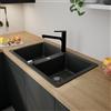 evineo line 300 lavello da cucina con vasca doppia La: 86 P: 50 cm, ELN200AN, line 300 antracite [Lavelli da Cucina > per Base Sottolavello a partire da 90 cm]