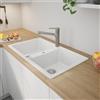 evineo line 300 lavello da cucina con vasca doppia La: 86 P: 50 cm, ELN200WE, line 300 bianco [Lavelli da Cucina > per Base Sottolavello a partire da 90 cm]