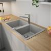 evineo line 300 lavello da cucina con vasca doppia La: 86 P: 50 cm, ELN200GR, line 300 grigio [Lavelli da Cucina > per Base Sottolavello a partire da 90 cm]