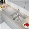 evineo line 400 lavello da cucina con vaschetta secondaria e ripiano La: 100 P: 50 cm, PID150GR, line 400 grigio [Lavelli da Cucina > per Base Sottolavello a partire da 60 cm]
