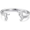 IMINI Grazioso anello per bassotto, in argento Sterling 925, per animali domestici, cuccioli, cani, avvolgere le dita, anello aperto, regolabile, gioielli delicati per le donne amanti degli animali