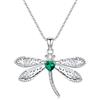 Althum Smeraldo collana in argento sterling 925 libellula collana laboratorio smeraldo cresciuto ciondolo per le donne
