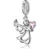 LES FOLIES DI PAOLA GRIECO Charm Angelo Custode Cuore Rosa Ali Strass Comunione ciondolo pendente in argento 925 - Les Folies per Pandora