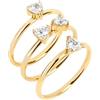 Breil, Collezione Gem, Anelli Donna, Set di 3 Anelli in Acciaio IP Gold con Cristalli Bianchi a Forma di Cuore, Idea Regalo Donna, Taglia 18