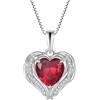YL Collana Ali d'angelo Cuore in argento 925 con Pera Ciondolo rubino in pietra di nascita di luglio per Donna Mamma