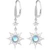REDSUN, orecchini con pietra di luna in argento sterling 925, a forma di stella a otto punte, orecchini sole/luna pendenti, pietre di luna arcobaleno, gioielli per ragazze, madre, figlia, amica