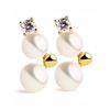 Secret & You Orecchini Lovelace con Perle Coltivate d'Acqua Dolce bianche tipo bottone di 4-4.5mm e 4.5-5mm e Zirconia | Secret & You | Argento Sterling 925 placcato in Oro 18K