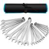 DURATECH Set di chiavi combinate, 17 pezzi, set di chiavi aperte, cromato opaco, acciaio al cromo vanadio, DIN 3113, metrica, 6-22 mm, 12 punti, con custodia