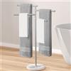 KES Portasciugamani da Terra Porta Asciugamani Girevoli 4 Braccia Acciaio Inossidabile SUS304 Bagno Salviette Porta Asciugamano Marmo Spazzolata, BTH219S4-2