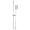 OFFO Set doccia in Acciaio Inox-Asta Doccia con Soffione da 80 cm,Soffione grande con Flessibile e supporto, 3 Tipi di Getto,Altezza Regolabile,Bianco