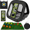 CATCHLUCK Rete da golf con 5 modalità di rete, per giardino, pop-up, allenamento, per interni ed esterni, perfetta per allenamento in cortile e golfisti (nera con accessori)