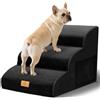 Thihome Scala per Cani di Piccola Taglia, 3 Livelli, Spugna ad Alta Densità, Altezza 40 cm, Rivestimento Lavabile, Rampa per Cani Antiscivolo per Letto e Divano, Colore Nero