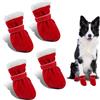 CHONGQILAO Scarpe per Cani Inverno, 4 Pezzi Stivali per Cane, Scarpe Antiscivolo per Cani, Stivali Neve Cane, Scarpette Cane Antiscivolo e Caldo, Adatto per Cani di Piccola, Mediae e Grande Taglia (Rosso, L)