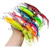 Gefischtter Confezione da 5 esche da pesca a forma di calamaro, coda di polpo, con 2 ami tripli, kit per acqua salata e d'acqua dolce (14 cm/40 g)