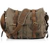 Sechunk Borsa messenger vintage in pelle militare per computer portatile