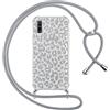 ZhuoFan Custodia con Cordino per Samsung Galaxy A50/A30S/A50s 6,4, Trasparente Aesthetic Modello Leopardo Disegni Cover con Collana Grigio Antiurto Case Cellulare Girocollo per Femmina, 04
