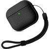 Teyomi Cover compatibile con Airpods 5/ Airpods 4 con Cordino, Nero | Custodia Protettiva Progettazione della trama per AirPods 5/4 Generazione Case, Supporto ricarica wireless, Plastica rigida