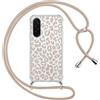 ZhuoFan Custodia con Cordino per Samsung Galaxy A56 6,7, Trasparente Aesthetic Leopard Disegni Cover con Collana Morbido Telaio in Silicone TPU Rigido PC Bumper Antiurto Case con Laccio, 01
