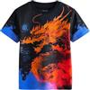 NEXT Ragazzo T-Shirt a Maniche Corte con Stampa Integrale - vestibilità Regular Black/Orange Dragon 16 Anni
