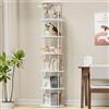 Generisch Libreria girevole a 360°, in legno, con 6 livelli, ripiani regolabili, 45 x 45 x 193 cm, bianco