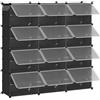 HOOBRO Scarpiera, Scaffale Portascarpe a 12 Scomparti, con Sportello, Scaffale Componibile in Plastica, Scomparto di 40 x 30 x 30 cm, per Corridoio, Portico, Dormitorio, Nero EBK38SC01G1