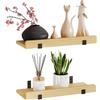 Yorbay Set di 2 scaffali da parete in legno: 40 cm, per cornici e decorazioni, barattoli per spezie, per soggiorno, camera da letto, bagno, studio, beige