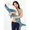 JULAN Squalo gigante di peluche, 80-100 cm, morbido, imbottito, a forma di squalo, cuscino decorativo per la cameretta dei bambini, regalo per andare a letto (80 cm)