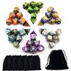 SmartDealsPro Set di dadi poliedrici a due colori con tasche per D&D DND RPG MTG Dungeon e Dragons Table Board Roll Play Games D4 D6 D8 D10 D% D12 D20 (set di 6 colori)