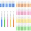 deegbbyi 100 Pezzi Scovolini Dentali, Scovolini Interdentali, Scovolino Gum con Copertura Antipolvere, Pulizia Profonda, per Spazi Dentali Stretti (Blu, Rosa, Arancione, Giallo Limone, Verde)