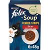 FELIX Soup Tender Strips, zuppa per gatti, varietà di sapori del paese, carne di manzo, pollo, agnello, confezione da 8 (8 confezioni da 48 grammi)