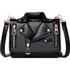 Sfly Borsa a tracolla da donna in pelle con tracolla a catena, pochette da sera, unica, carina, borsa a forma di giacca, B-nero