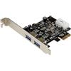 StarTech.com Adattatore scheda SuperSpeed USB 3.0 con 2 porte PCI Express con UASP, Alimentazione LP4, Controller USB 3 PCIe a doppia porta (PEXUSB3S25)
