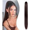 Dcbaboo Coda di Cavallo Extension Capelli Lisci Coda Capelli Extension con Pinza 55cm Posticci per Capelli Dritti Coda Finta per Capelli Sintetici Lunghi Ponytail Naturale, Castano & Auburn scuro