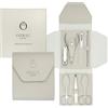 Ozric Luxury Set per manicure e pedicure, da donna, con tagliaunghie e kit per la cura delle unghie, in acciaio inox, con custodia da viaggio in pelle grigia, design elegante nel Regno Unito