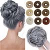SEGO Chignon Capelli Extensions Elastico Sintetica Ondulato Veri Coda di Cavallo Extension Parrucchino 55 G Grigio