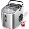 EUHOMY Macchina per cubetti di ghiaccio piccola argento, 9 dadi in 6 minuti, 12 kg/24 ore, 2 dimensioni gelato e autopulente per uso domestico/bar
