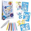 LANSAY - BLOPENS DISNEY HEROES - Kit di Creazione Disegni per Bambini dai 5 Anni in su - 6 Pennarelli Soffiabili Blopens + 7 Stencil Riutilizzabili (Stitch o Simba) - Attività Manuale - Idea Regalo
