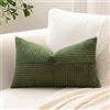Sungeek 1 Pezzi Federe Cuscini 40x60 in Morbido Velluto a Coste, Fodere per Cuscini Decorativi con Motivo a Strisce e Patchwork Croce Copricuscini Cuscino per Divano Letto Soggiorno, Verde Oliva