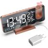 Lancoon Orologio Proiettore Radiosveglia A Corrente per Comodino con Display di Temperatura e Umidità, Funzione Posponi, Adattatore Incluso
