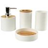 Hosoncovy Set di 4 Pezzi Contenitori da Bagno Set di Accessori da Bagno con Dispenser Sapone, Tazza da Bagno, Portasapone, Portaspazzolino e Dentifricio (Bianco)