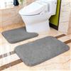 VANZAVANZU Set Tappeti Bagno 2 Pezzi Antiscivolo Tappetini Bagno Assorbente Addensato Tappeti da Bagno Ultra Morbido Soffice Microfibra - 50 x 80cm Appetino da Bagno + 50 x 60cm Tappeto WC (Grigio Scuro)