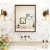 WEER Specchio da Parete Vintage, 30x40 cm Cornice Polimero Specchio da Bagno Marrone con Effetto Legno Impermeabile Specchi Decorativo Rettangolare per Camera Letto Soggiorno Orizzontale o Verticale