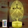 Attivolife Lampada da tavolo 3D Attivolife con croce di Gesù, illusione ottica cristiana a ologrammi con 16 colori cangianti + telecomando + timer, decorazione per la casa, regalo di festa della mamma