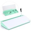 Varhomax Lavagna bianca da scrivania in vetro con contenitore, cancellabile a secco, per lista delle cose da fare, memo, tastiera, supporto per casa, ufficio e materiale scolastico (verde)