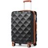 British Traveller Valigia Grande Trolley 74,5CM Valigie Rigida ABS+PC con Rotelle Girevoli e TSA Lucchetto (28pollici, Nero/Marrone)