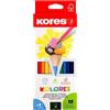 Kores - Kolores: 12 matite colorate per bambini, principianti e adulti con piombo morbido e forma triangolare, set di 12 colori assortiti e temperamatite inclusi